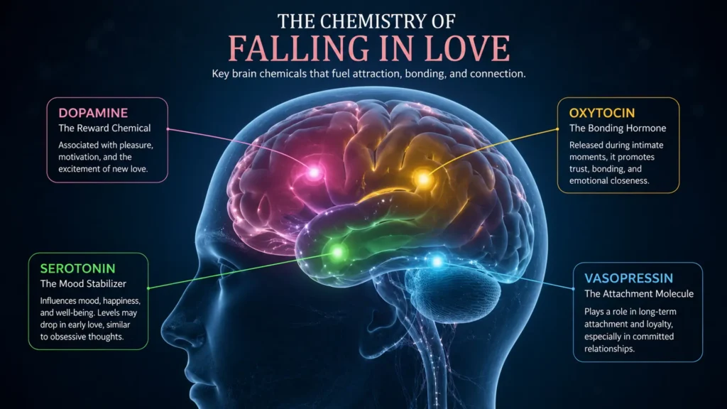 Brain chemicals involved in love attachment and relationship bonding