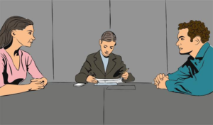 Divorce mediation session illustration
