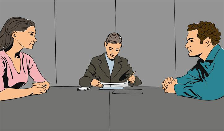 Divorce mediation session illustration